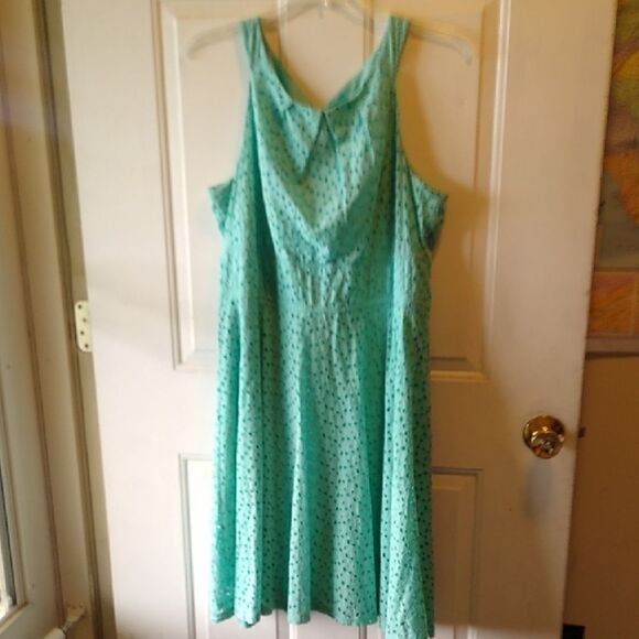 London Style Women's 18 Green Sleeveless Cotton Halter Sundress - Picture 1 of 7